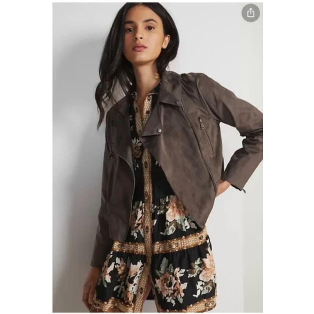 Anthropologie Hutch Faux Suede Moto Jacket Size Medium NWT